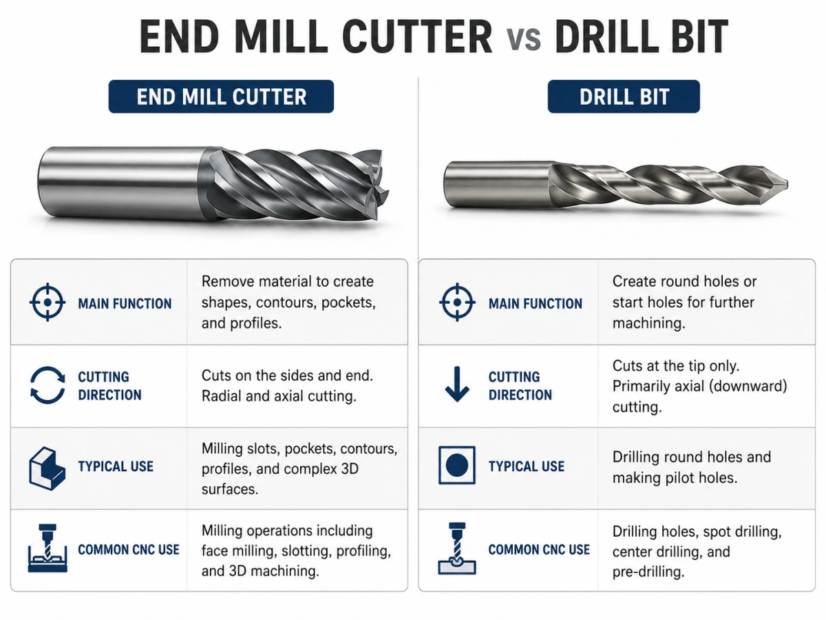 End Mill Cutter vs Drill Bit