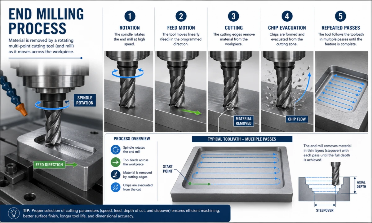 end milling process diagram