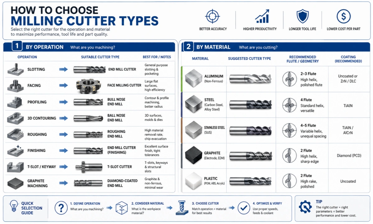 milling cutter types selection guide