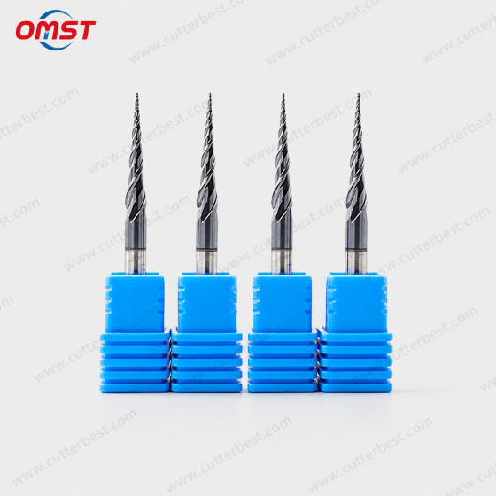 Tapered cutter carbide end mills in blue holders