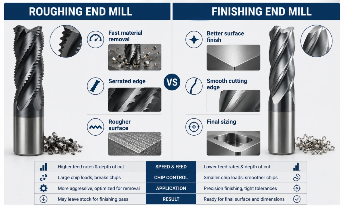 Roughing End Mill vs Finishing End Mill