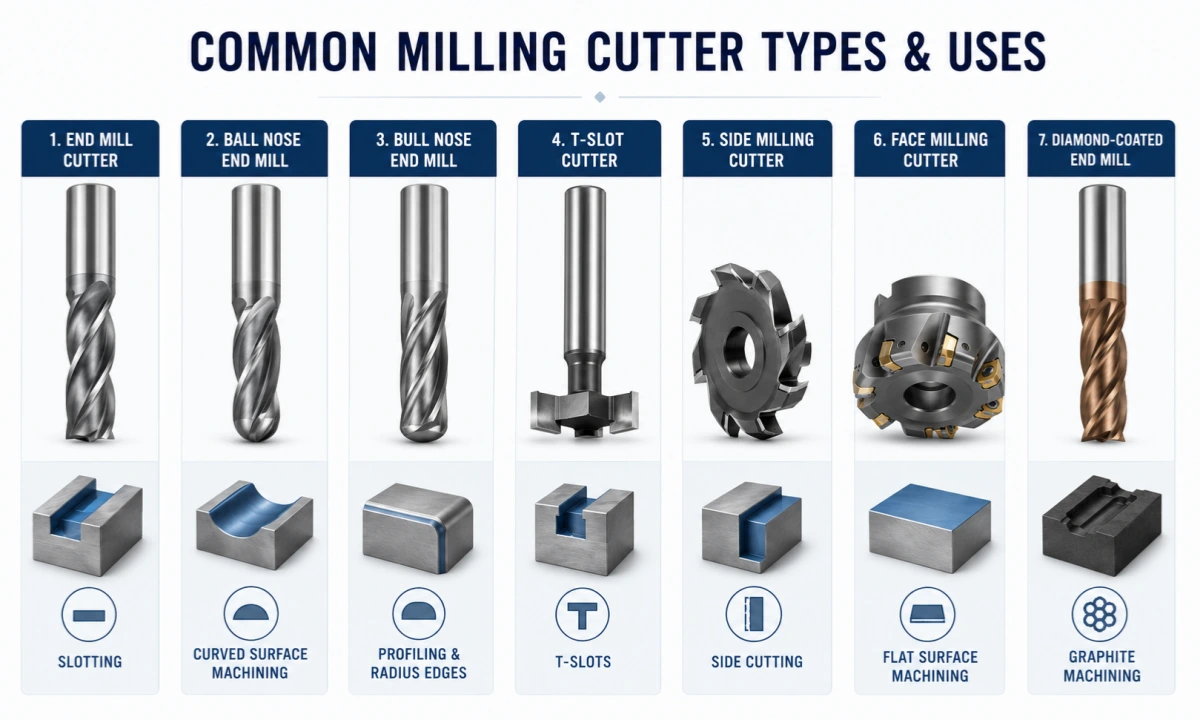 common milling cutter types and uses