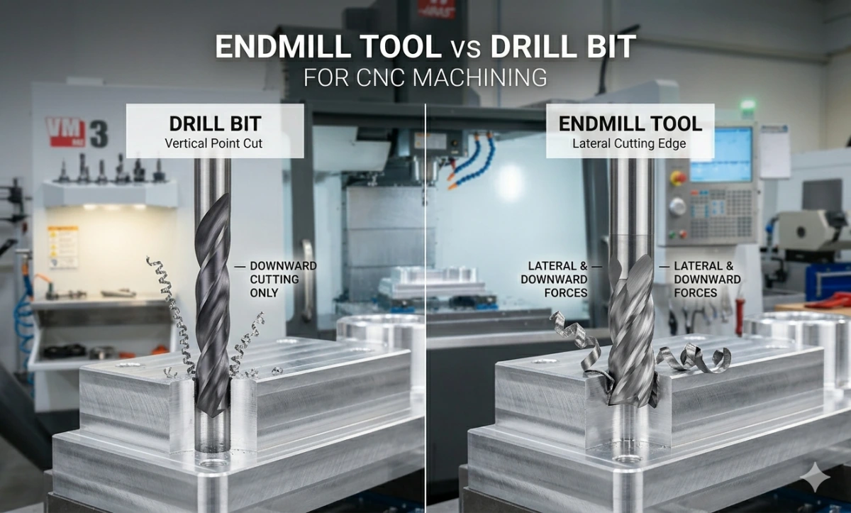 endmill tool vs drill bit for CNC machining