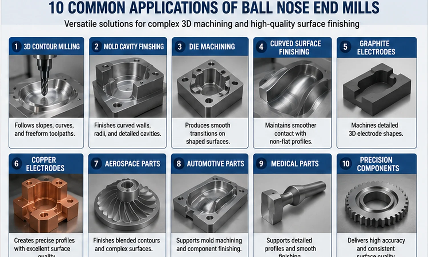 10 common applications of ball nose end mills