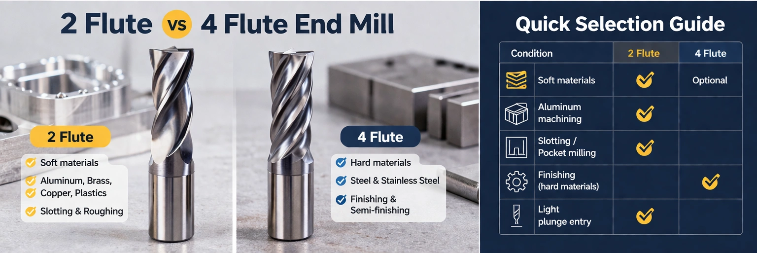 2 flauto contro 4 flute end mill comparison