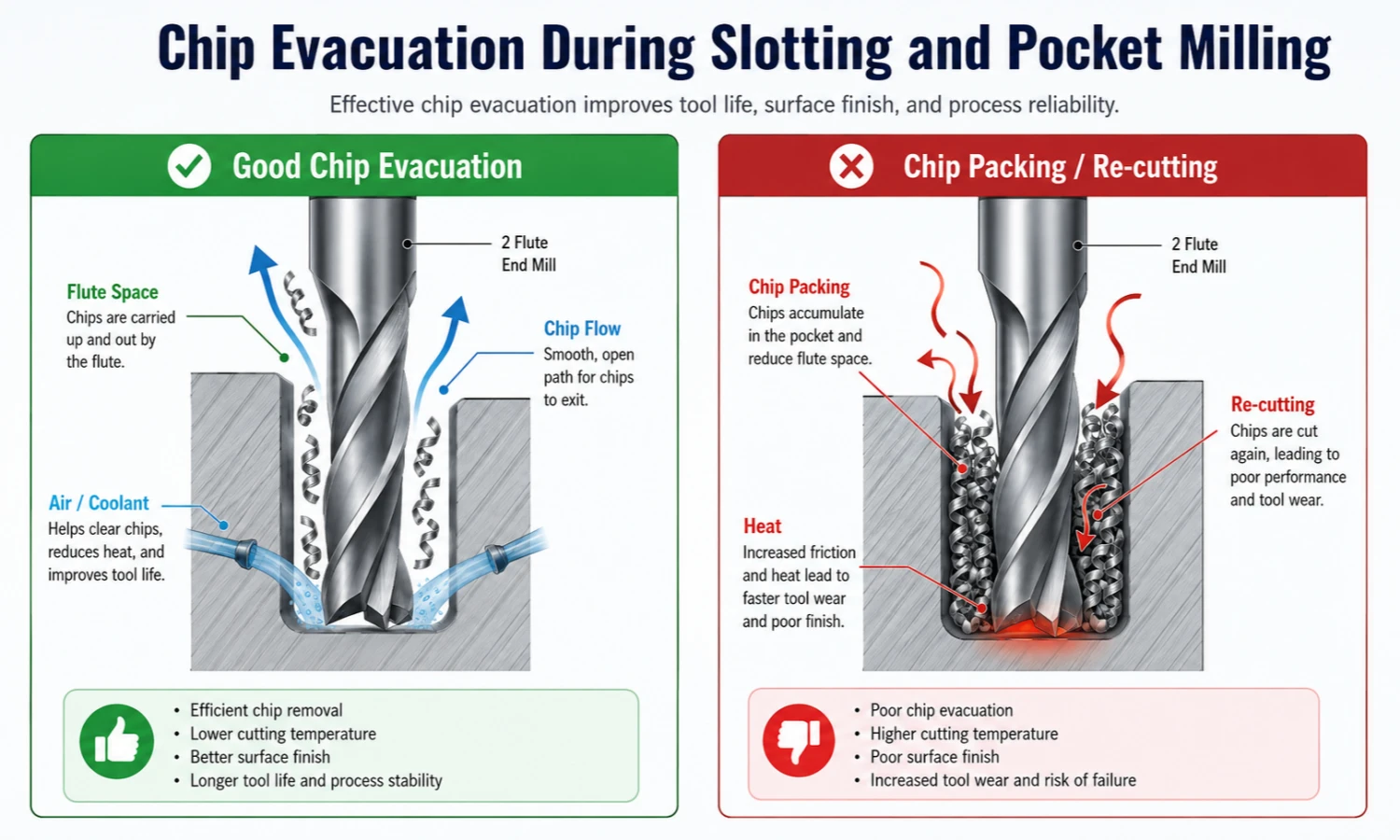 Chip Evacuation During Slotting and Pocket Milling
