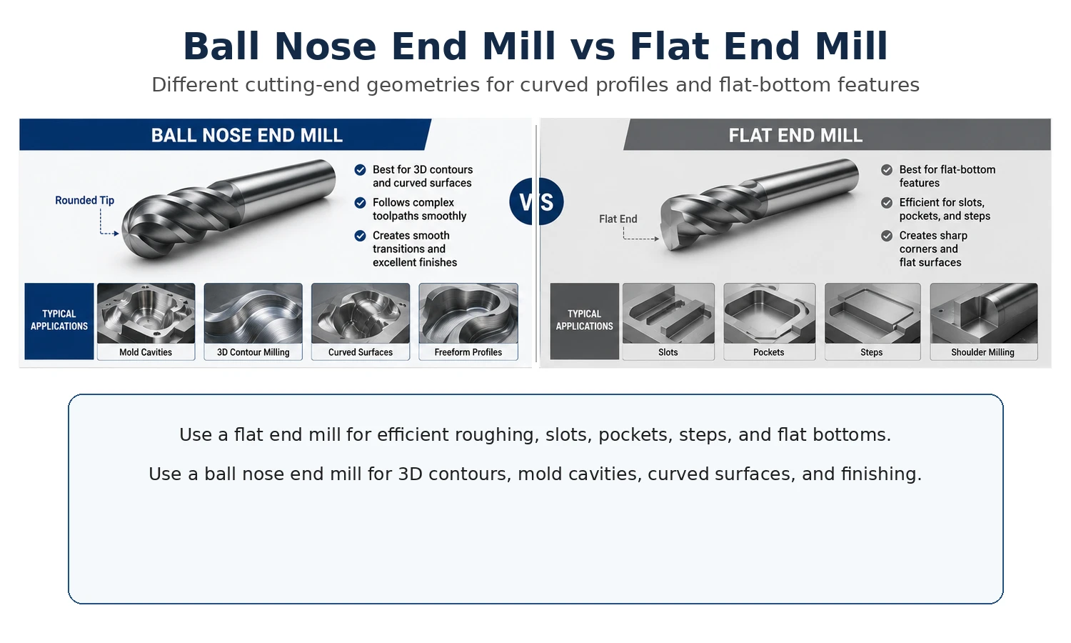 ball nose end mill vs flat end mill comparison