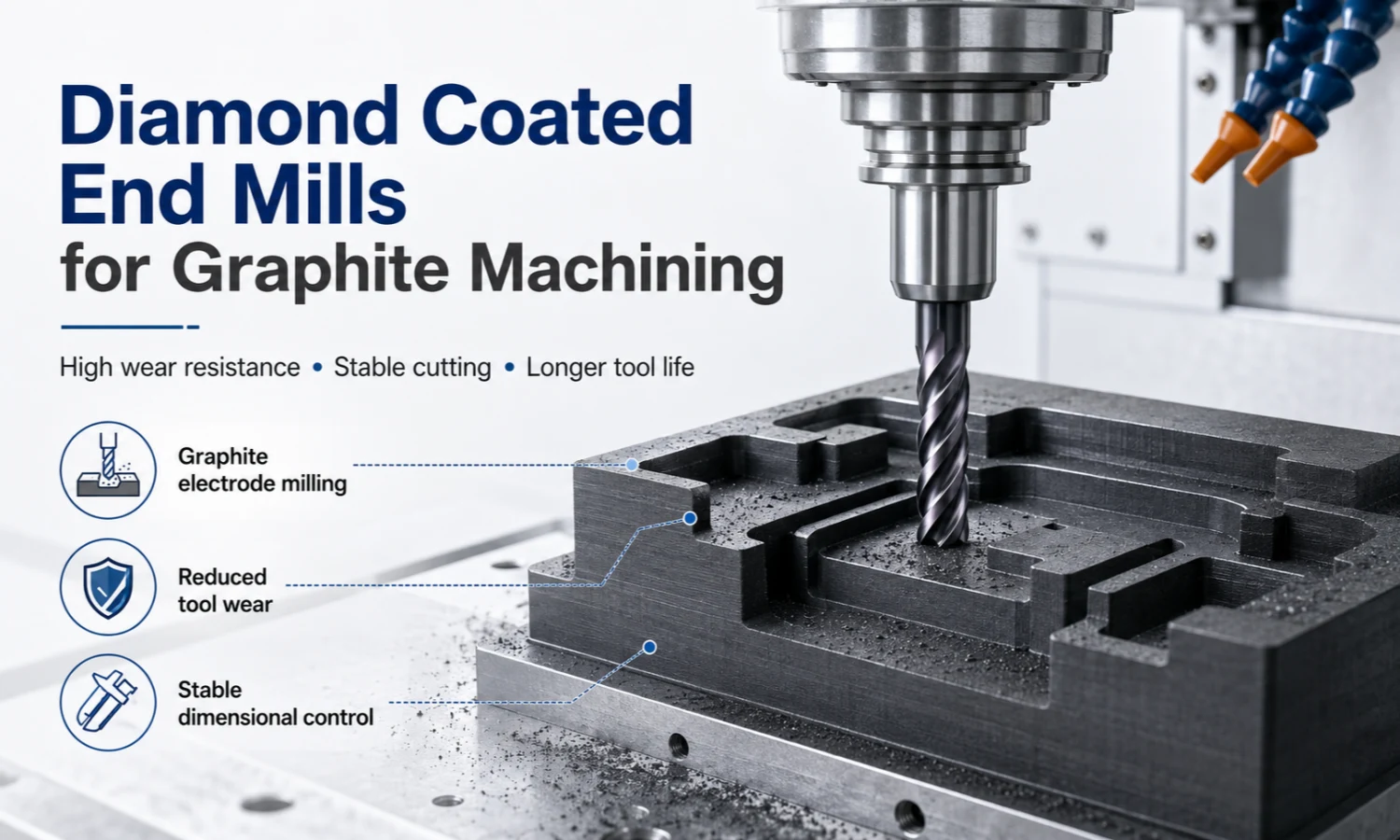 diamond coated end mills for graphite electrode milling