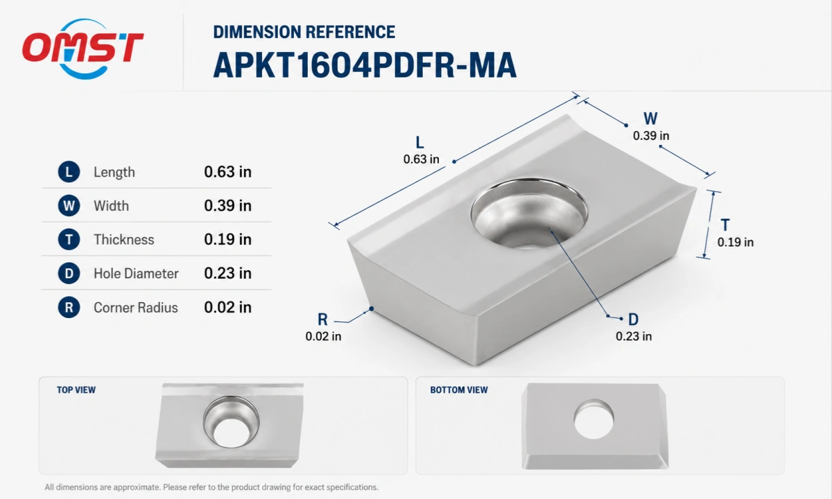 APKT1604PDFR-MA carbide insert dimension reference