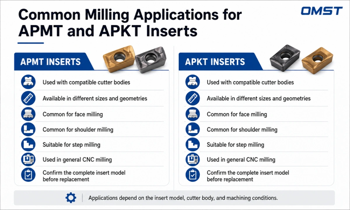 APMT and APKT inserts for common milling applications