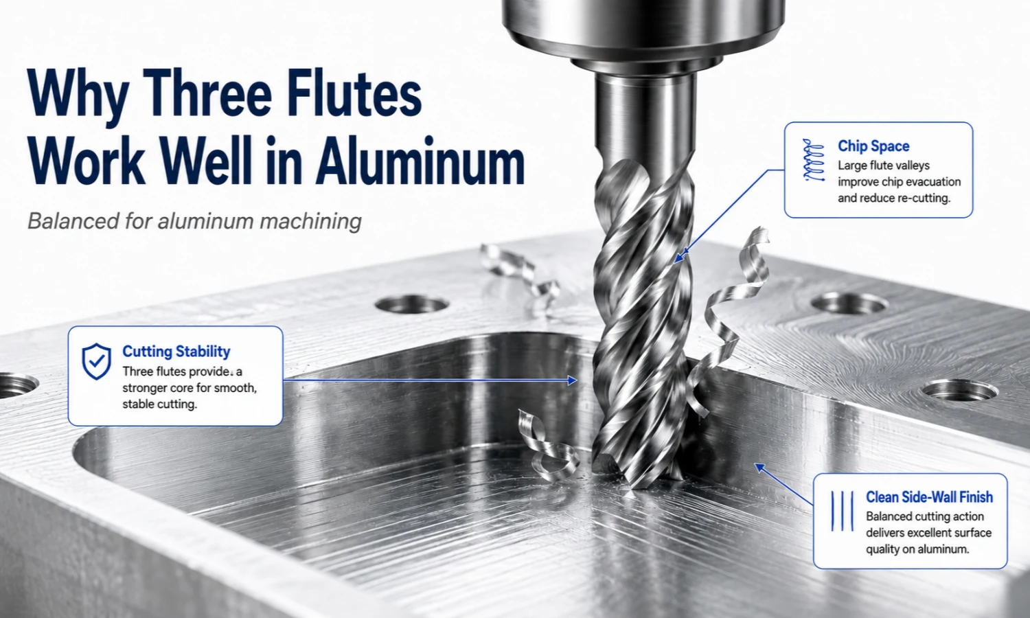 Carboneto sólido 3 flute end mill for aluminum machining