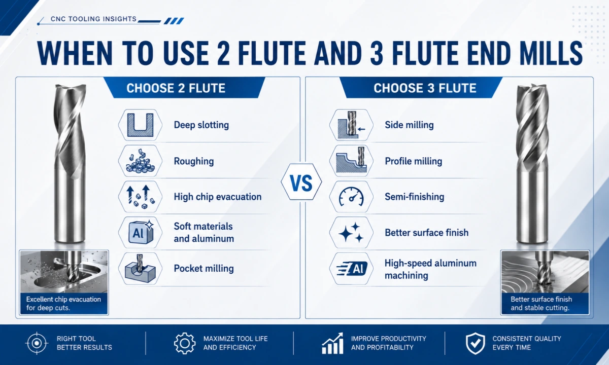 When to Use 2 Flute and 3 Flute End Mills