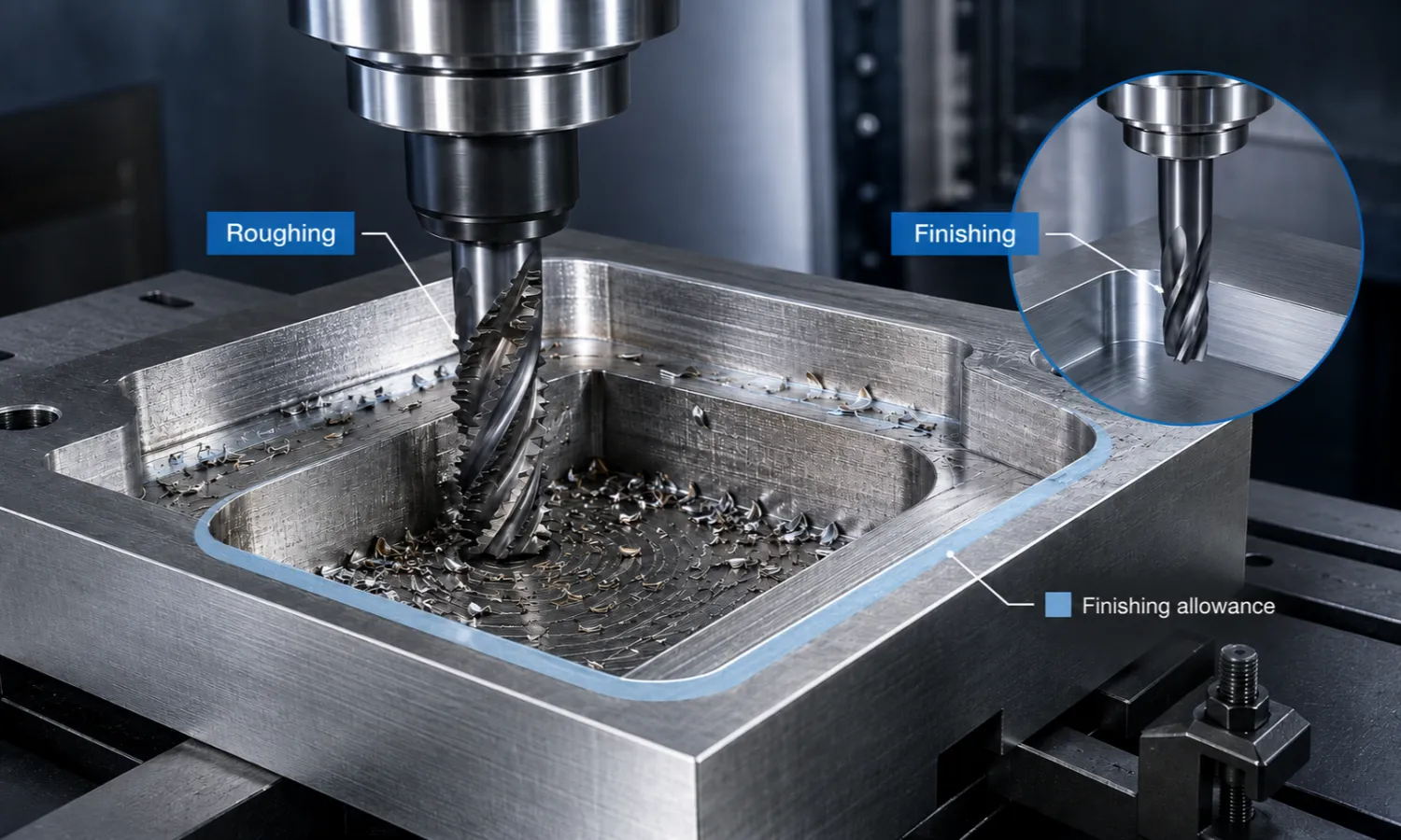 CNC pocket roughing with roughing end mill