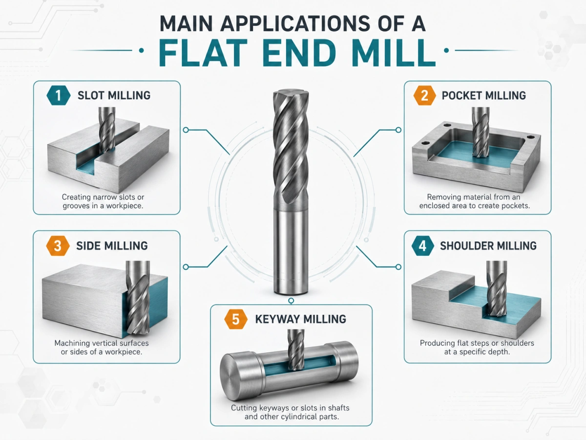 flat end mill applications for slotting pocketing and side milling