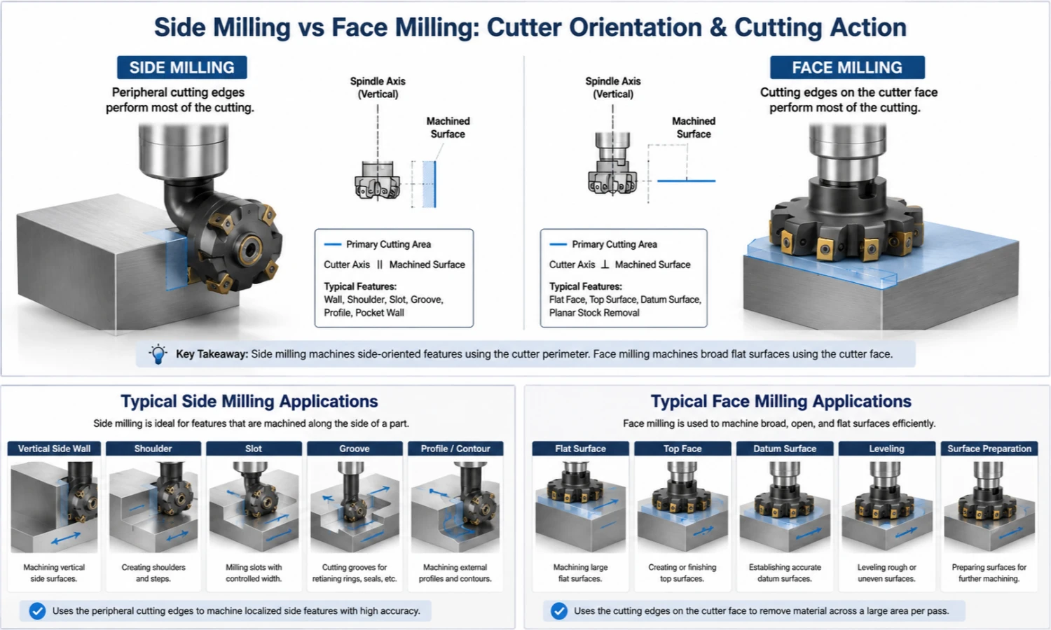 face milling applications for broad flat surfaces and datum faces
