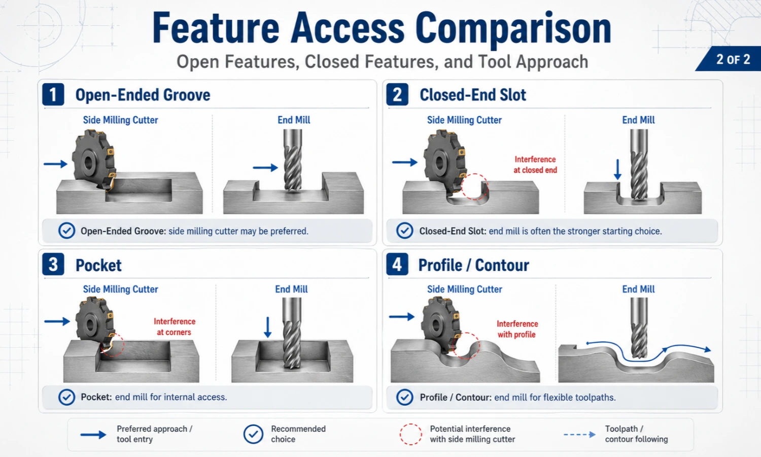 side milling cutter vs end mill for open and closed slots