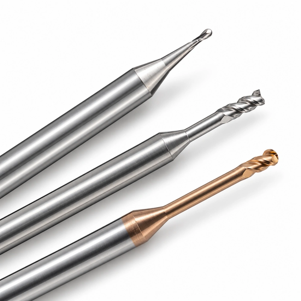 Long Reach End Mills with Reduced Neck for Deep Cavity Milling