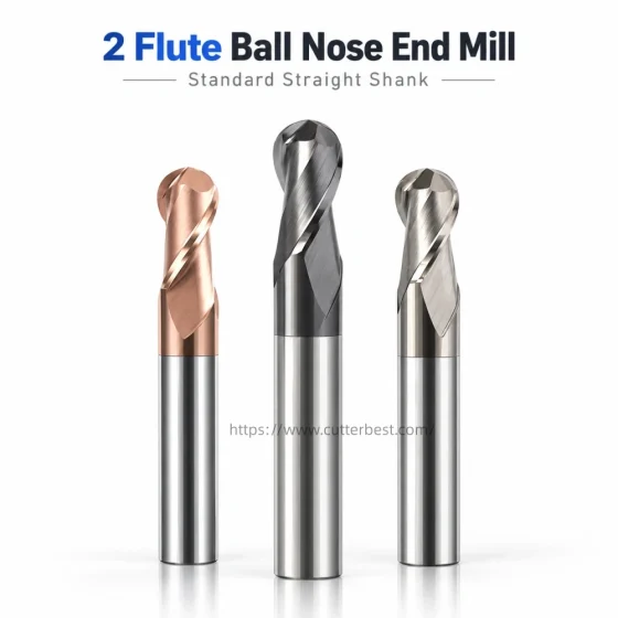 2 flute ball nose end mills with standard straight shank